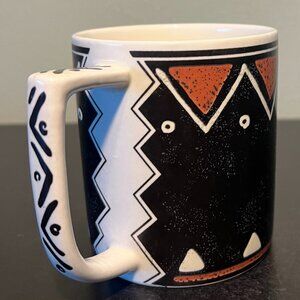 Vintage MIKASA Fashion Plate MOZAMBIQUE Pattern Tribal Art Mudcloth Ceramic Mug